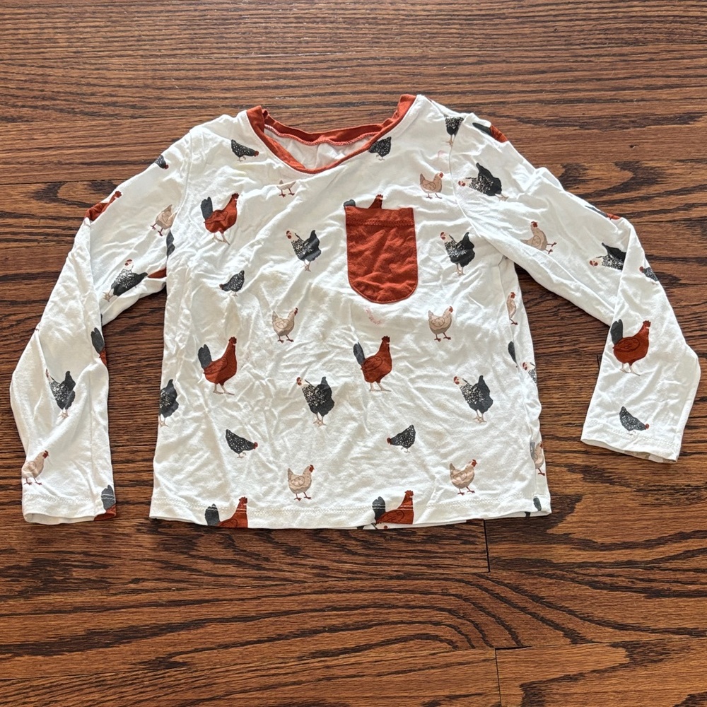Kyte Baby Long Sleeve Pocket Tee in Chickens, 5T